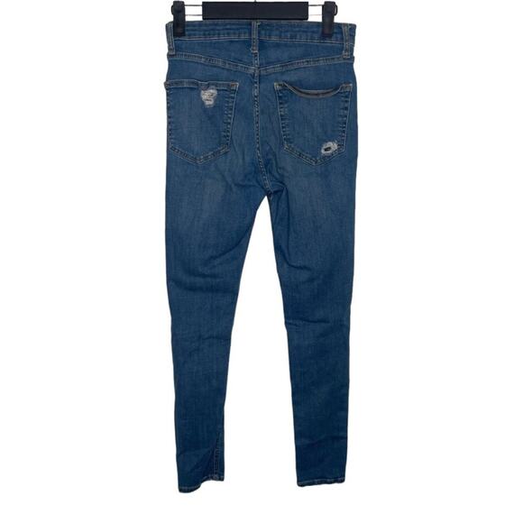 Topshop Womens Jacket Size 28 Jamie Medium Wash Distressed Denim Blue - Picture 2 of 15